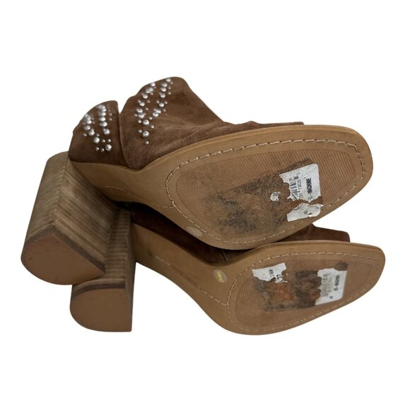 Vince Camuto Brown Studded Peep Toe Booties Women’s 10 - Picture 9 of 14